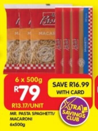 Shoprite MR. PASTA SPAGHETTI/ MACARONI 6x500g offer