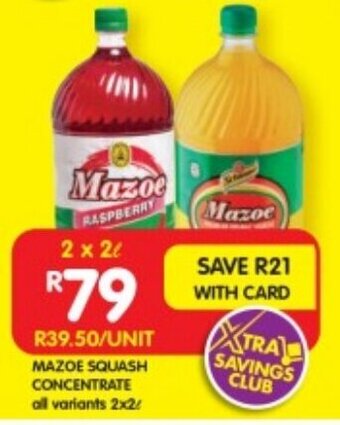MAZOE SQUASH CONCENTRATE all variants 2x2L