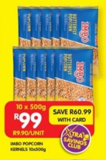 Shoprite IMBO POPCORN KERNELS 10x500g offer