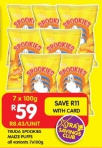 Shoprite TRUDA SPOOKIES MAIZE PUFFS all variants 7x100g offer