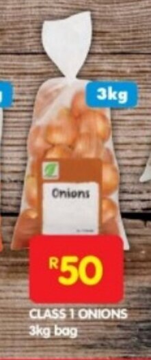 Shoprite CLASS 1 ONIONS 3kg bag offer