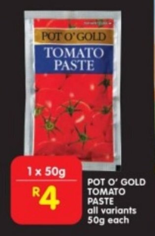 Shoprite POT O' GOLD TOMATO PASTE all variants 50g each offer