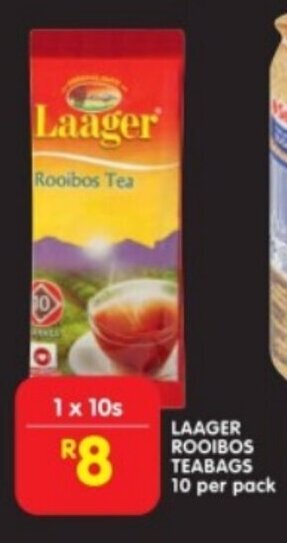 Shoprite LAAGER ROOIBOS TEABAGS 10 per pack offer