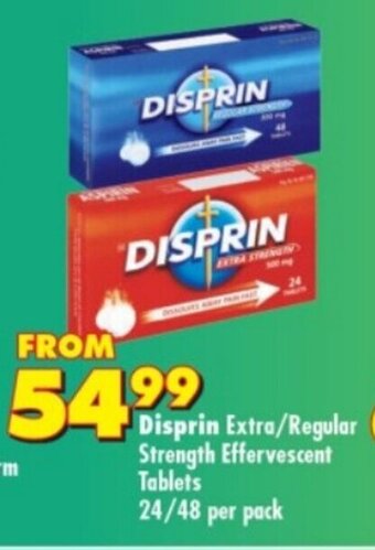 Shoprite Disprin Extra/Regular Strength Effervescent Tablets 24/48 per pack offer