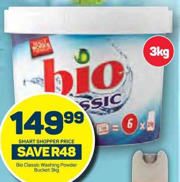 Bio Classic Washing Powder Bucket 3kg offer at Pick n Pay