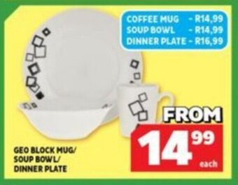 GEO BLOCK MUG/ SOUP BOWL/ DINNER PLATE