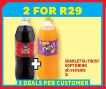 Usave SPARLETTA/TWIST SOFT DRINK 2L offer