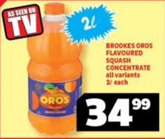 Usave BROOKES OROS FLAVOURED SQUASH CONCENTRATE all variants 2L each offer
