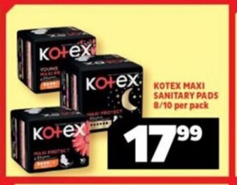 Usave KOTEX MAXI SANITARY PADS 8/10 per pack offer