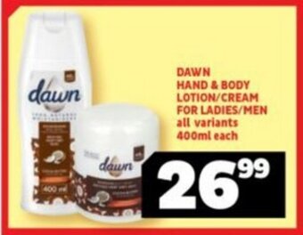 Usave DAWN HAND & BODY LOTION/CREAM FOR LADIES/MEN all variants 400ml each offer