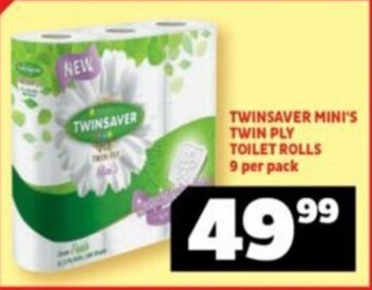 Usave TWINSAVER MINI'S TWIN PLY TOILET ROLLS 9 per pack offer