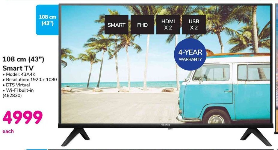 Hisense 108cm (43") Smart TV offer at Makro