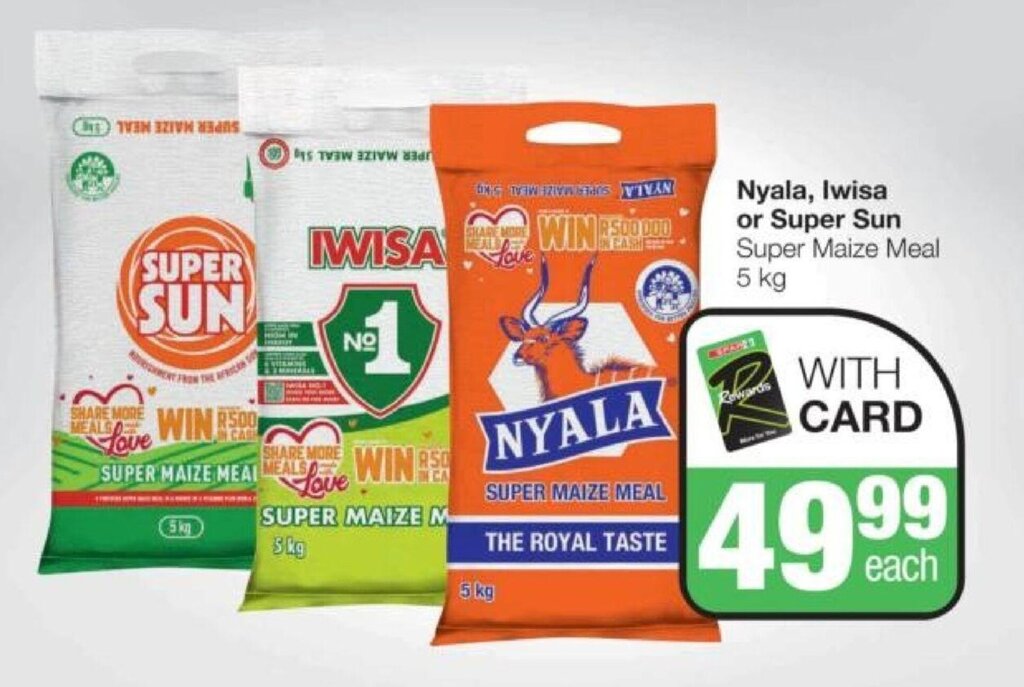 Nyala, Iwisa or Super Sun Super Maize Meal 5kg offer at Spar