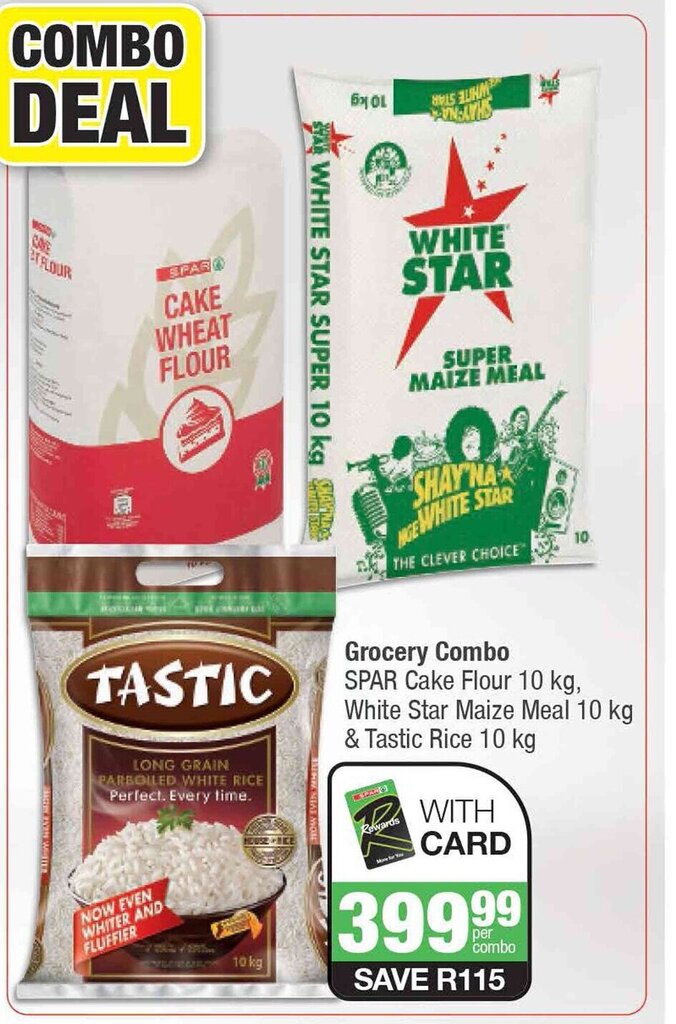 Grocery Combo SPAR Cake Flour 10 kg, White Star Maize Meal 10 kg ...