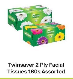 Game Twinsaver 2 Ply Facial Tissues 180s Assorted offer