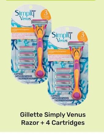Game Gillette Simply Venus Razor + 4 Cartridges offer
