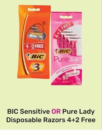 Game BIC Sensitive OR Pure Lady Disposable Razors 4+2 Free offer