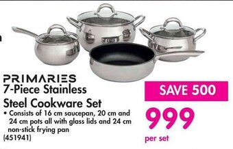 PRIMARIES 7-Piece Stainless Steel Cookware Set