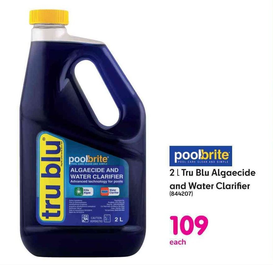 poolbrite 2 L Tru Blu Algaecide and Water Clarifier offer at Makro