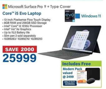 Incredible Connection Microsoft Surface Pro 9 + Type Cover Core i5 Evo Laptop offer