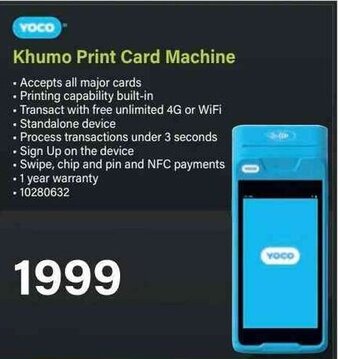 Incredible Connection YOCO Khumo Print Card Machine offer