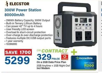 Incredible Connection ELECSTOR 300W Power Station 80000mAh offer