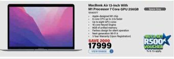Incredible Connection MacBook Air 13-Inch With M1 Processor 7 Core GPU 256GB offer
