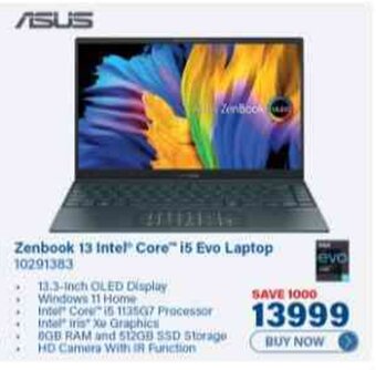 Incredible Connection ASUS Zenbook 13 Intel Core i5 Evo Laptop offer