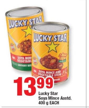 OK Foods LUCKY STAR Soya Mince Asstd. 400g EACH offer