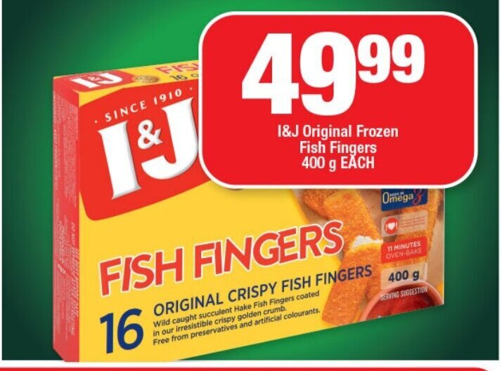 I&J Original Frozen Fish Fingers 400g EACH offer at OK Foods