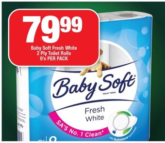 OK Foods Baby Soft Fresh White 2 Ply Toilet Rolls 9's PER PACK offer