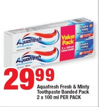 Aquafresh Fresh & Minty Toothpaste Banded Pack 2 x 100 ml PER PACK