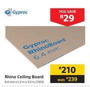 Builders Warehouse Gyproc rhino ceiling board 6.4mm x 1.2m x 3.0m offer