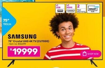 Game SAMSUNG 75" Crystal UHD 4K TV offer