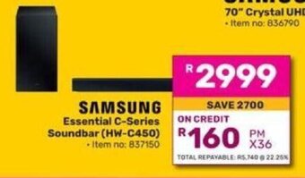Game SAMSUNG Essential C-Series Soundbar (HW-C450) offer
