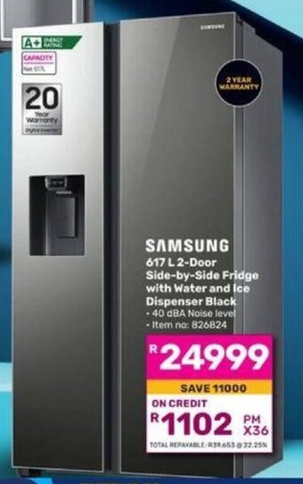 Game SAMSUNG 617 L 2-Door Side-by-Side Fridge with Water and Ice Dispenser Black offer
