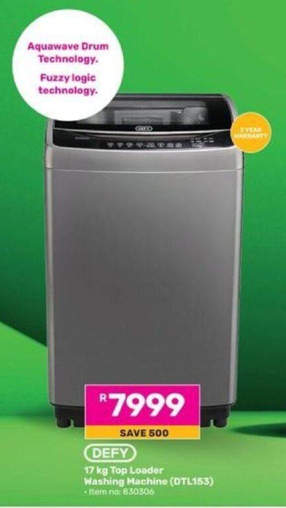 DEFY 17 kg Top Loader Washing Machine offer at Game