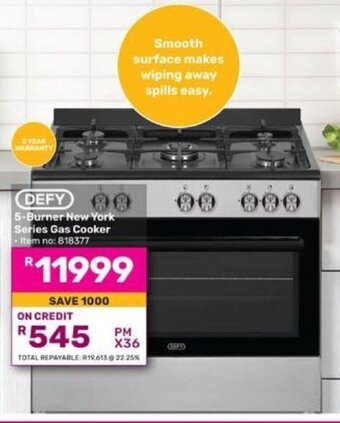 Game DEFY 5-Burner New York Series Gas Cooker offer