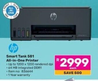 Game HP Smart Tank 581 All-in-One Printer offer