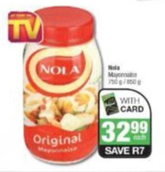 NOLA Mayonnaise 750g800g offer at Spar