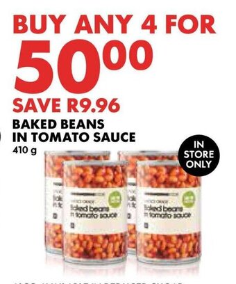 Woolworths BAKED BEANS IN TOMATO SAUCE 410g offer
