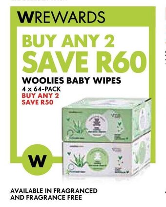 Woolworths WOOLIES BABY WIPES 4 x 64-PACK offer