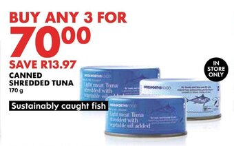 Woolworths CANNED SHREDDED TUNA 170g offer