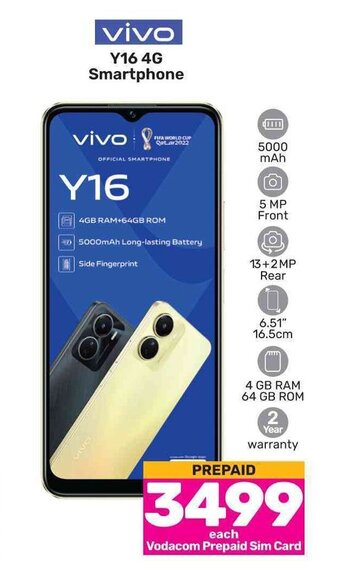 Game Vivo Y16 4G Smartphone offer
