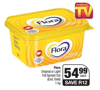 Spar Flora Original or Light Fat Spread Tub 1kg offer