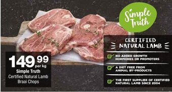 Checkers Simple Truth Certified Natural Lamb Braai Chops offer