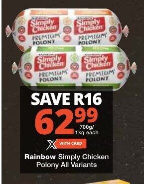 Rainbow Simply Chicken Polony All Variants