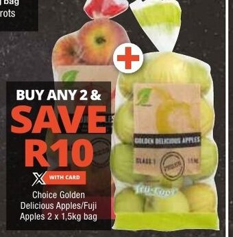 Checkers Choice Golden Delicious Apples/Fuji Apples 2 x 1,5kg bag offer