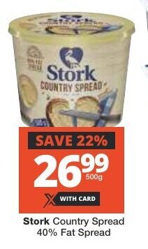 Checkers Stork Country Spread 40% Fat Spread 500g offer