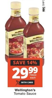 Checkers Wellington's Tomato Sauce 700ml offer